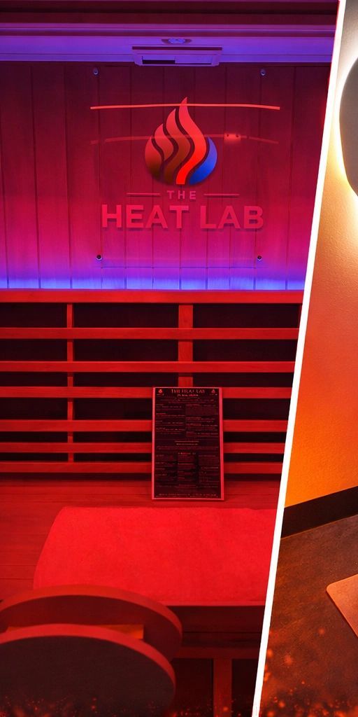 Infrared sauna glowing red